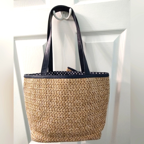 Bueno Straw Purse With Blue Accents - Picture 2 of 7